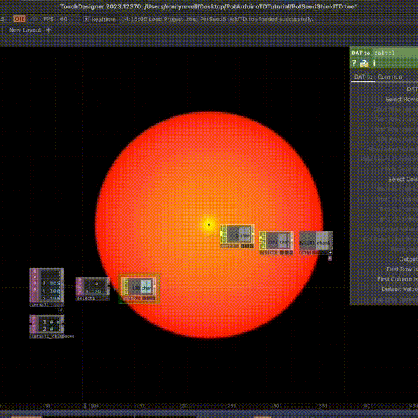 This is the working prototype, it changes when the dial on the sensory board is moved.