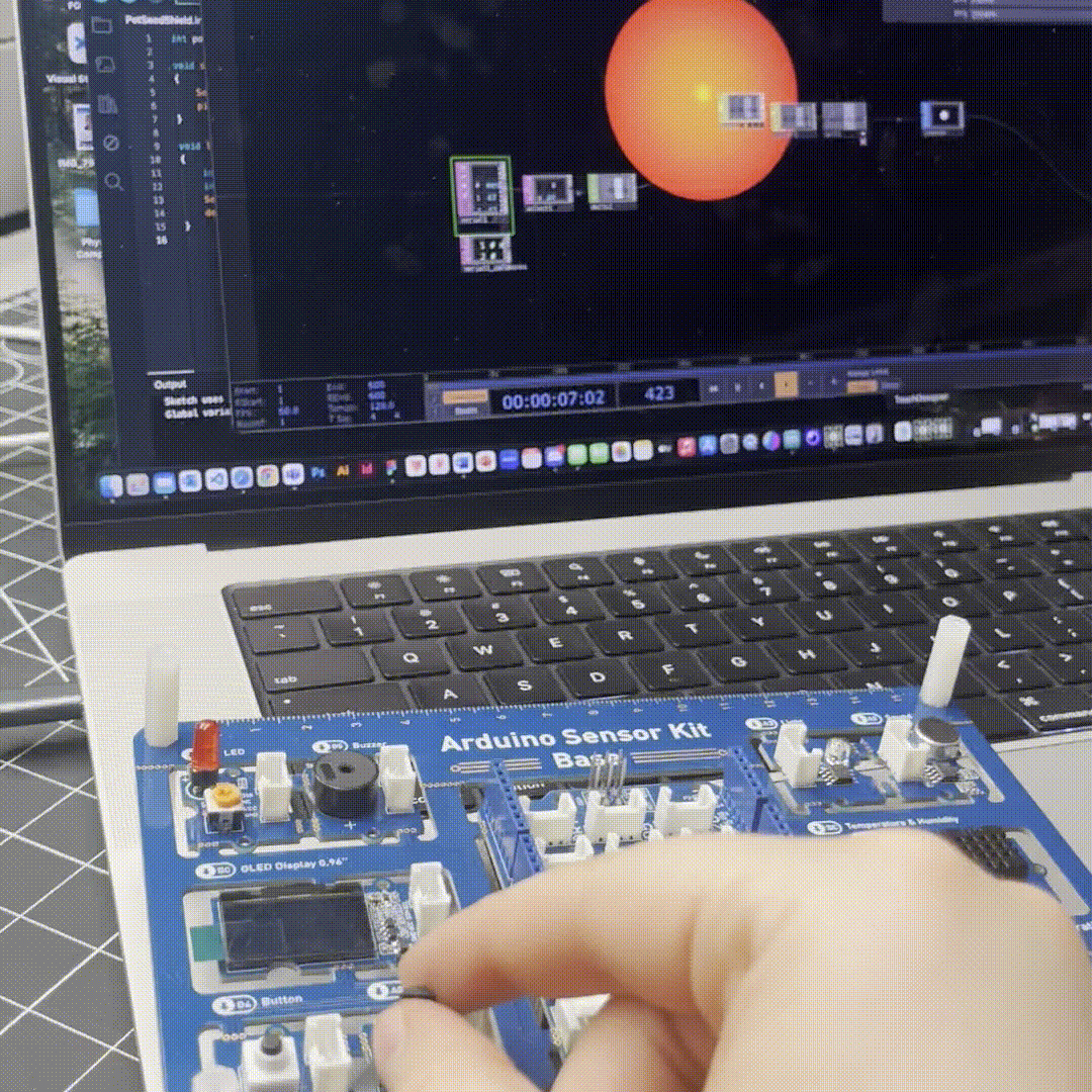 This is just what the hookup of the arduino to touch designer looks like.