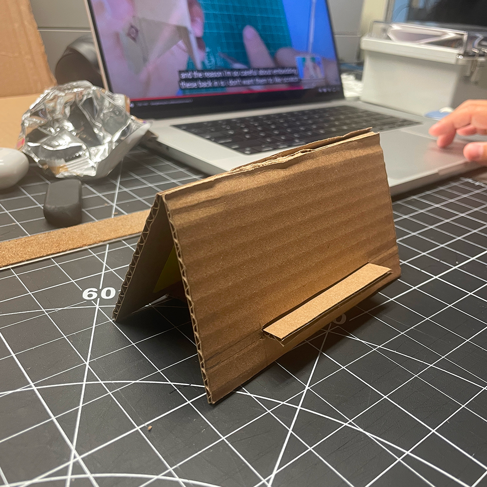 This is our finished phone stand from the tutorial provided.