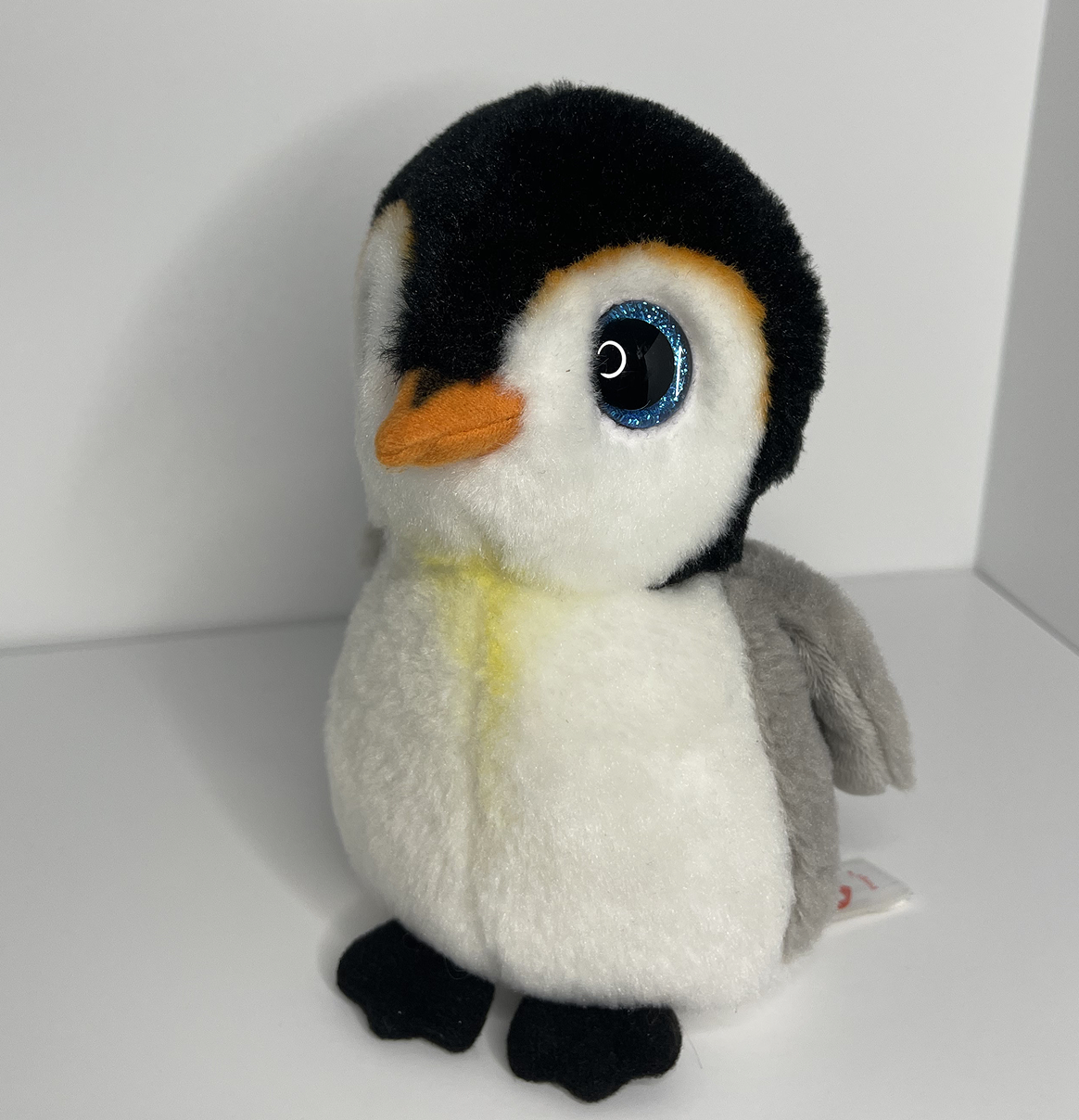 The first chosen candidate is Pongo, he is a palm sized penguin approx. 6 inches tall. Pongo is a good fit because of his size and his flippers. He has a nice, small, holdable size. This will allow us to test the limits of how small a plushie can be with sensors attached. 
